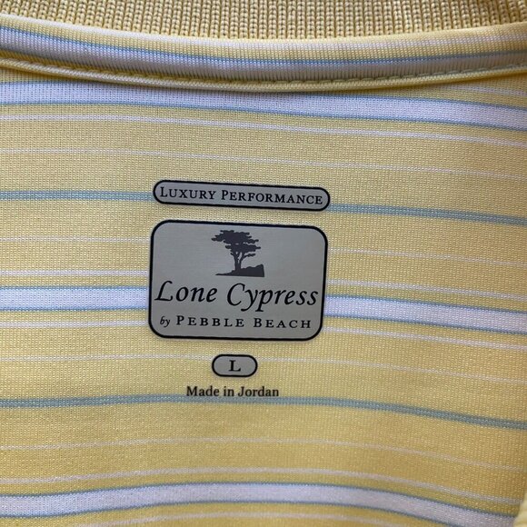 Lone Cypress by Pebble Beach Yellow Stripe Men’s Golf Polo Size Large - Picture 5 of 10